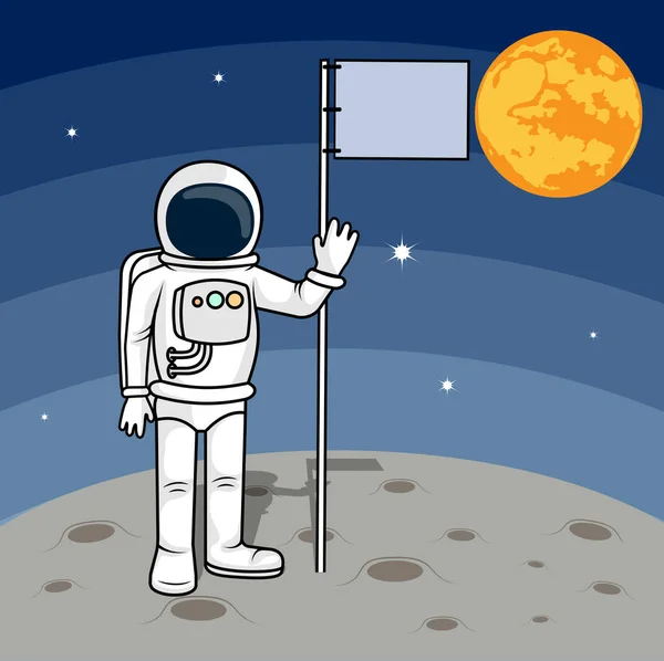 地球におりた宇宙飛行士を描画. — ストックベクタ