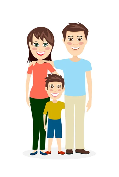 Cheerful married couple with the child a vector illustration. — Stock Vector