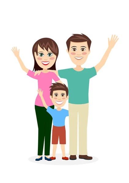 Cheerful married couple with the child a vector illustration. — Stock Vector
