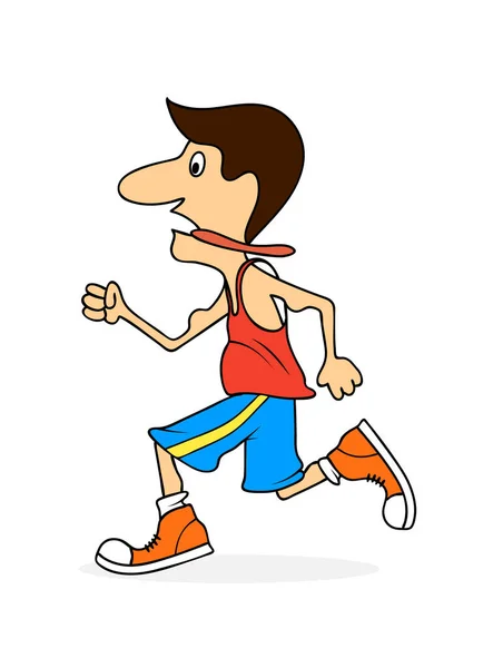 Ridículo hombre caricatura el maratón de carreras . — Vector de stock