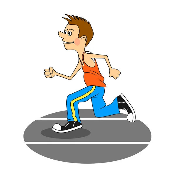 Ridícula caricatura el hombre el correr sprint . — Vector de stock