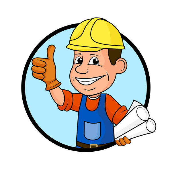 Icon cheerful worker. 