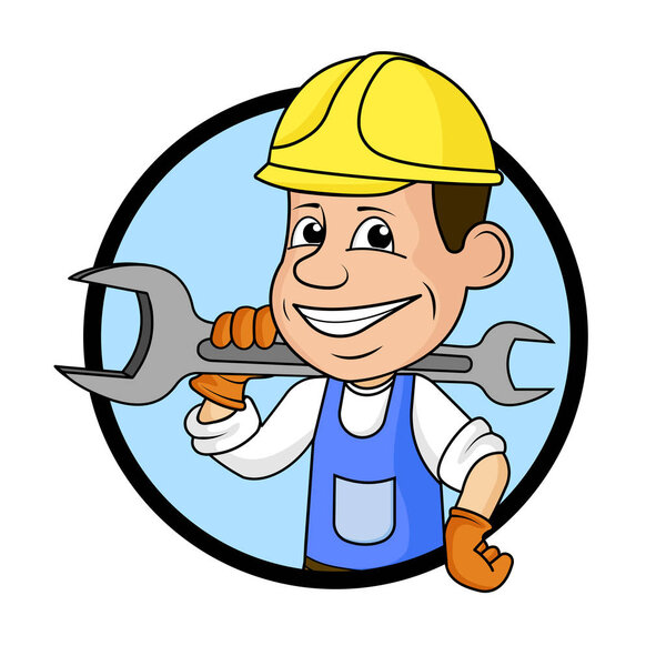 Icon cheerful worker. 