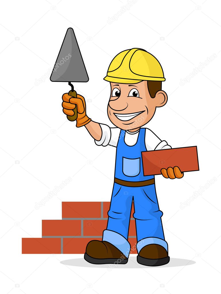 Cheerful builder .Vector illustration.