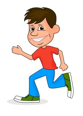 Komik karikatür adam çalışan vektör çizim.
