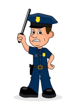 Öfkeli polis memuru vektör çizim.