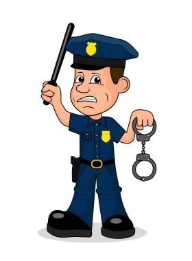 Öfkeli polis memuru vektör çizim.