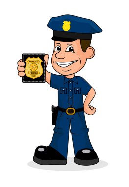 Neşeli polis memuru vektör çizim. 