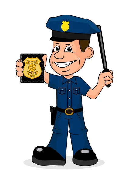 Εικονογράφηση διάνυσμα χαρούμενα αξιωματικός της αστυνομίας. — Διανυσματικό Αρχείο