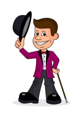 Elbiseli bir vektör çizim neşeli kişi. 