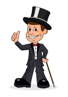 Sıkı bir takım elbise içinde neşeli beyefendi.