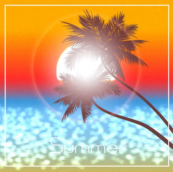 Coucher de soleil en soirée sous les tropiques une illustration vectorielle . — Image vectorielle