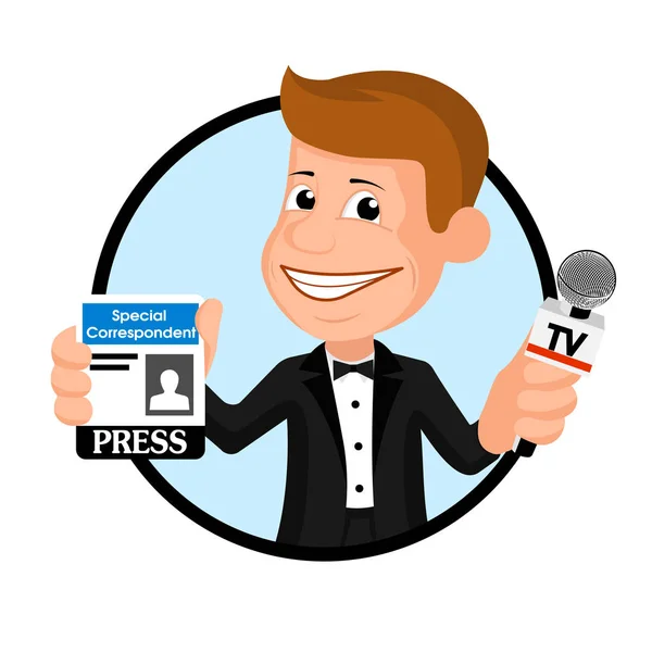 Alegre reportero ilustración vectorial . — Vector de stock