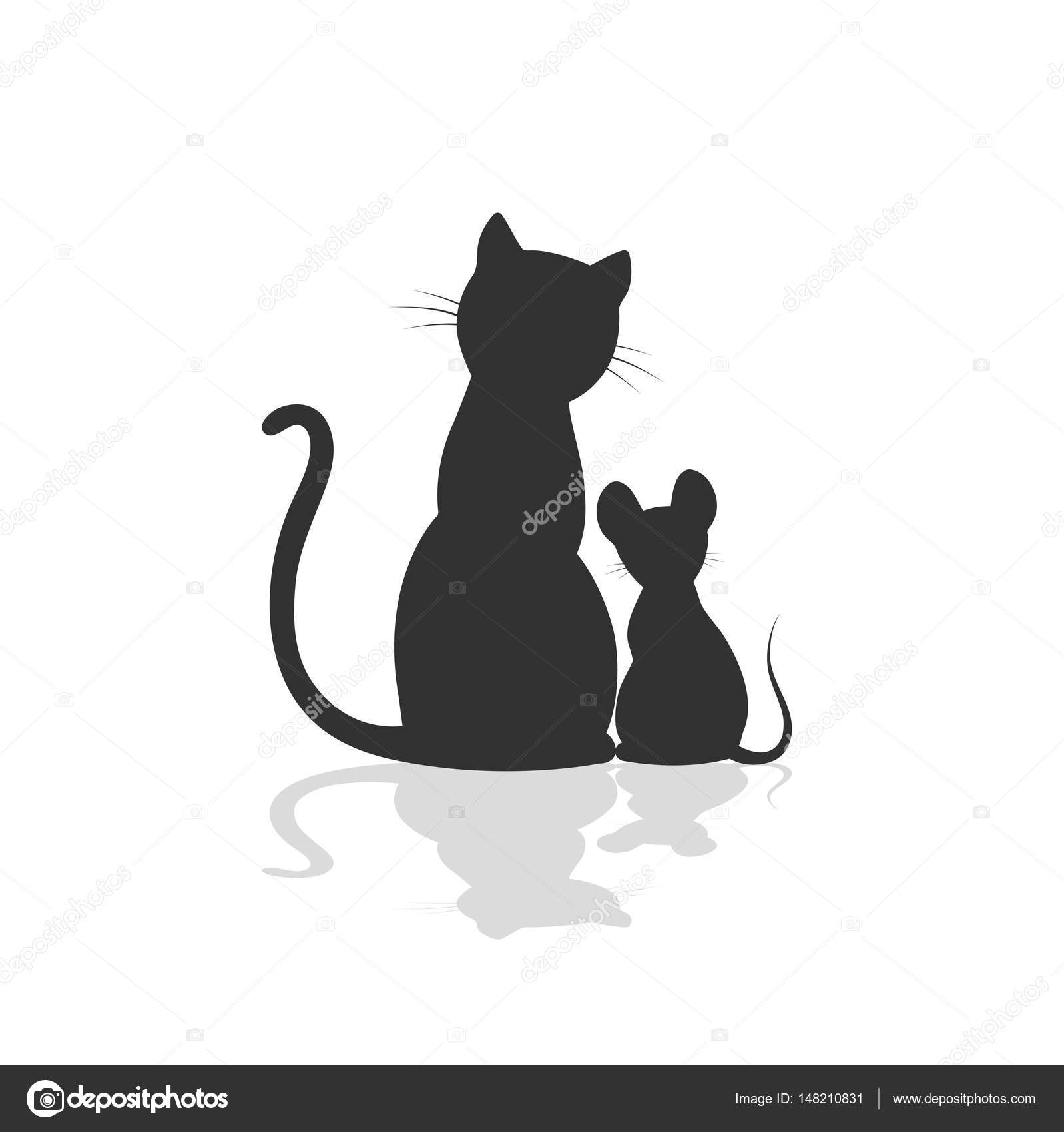 Rysunek Kot I Mysz Na Białym Tle Grafika Wektorowa