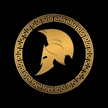 Symbol a Spartan helmet, an ornament in the Greek style gold color.  clipart