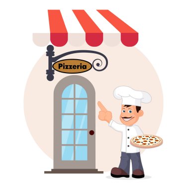 Simge neşeli aşçı İtalyan vektör çizim.