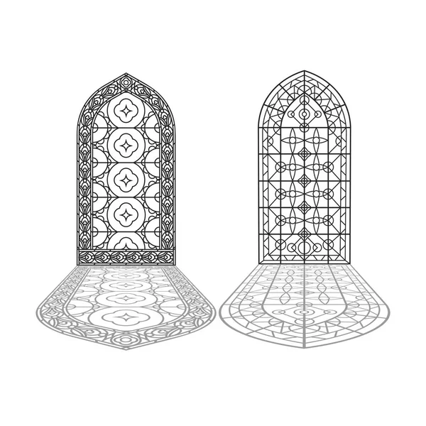 Γοτθικά παράθυρα. Κλασσικά καρέ. Παράθυρα από βιτρό εκκλησίας — Διανυσματικό Αρχείο