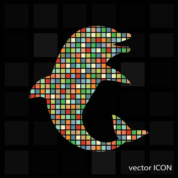 Imagen abstracta de un delfín de un mosaico diferente . — Vector de stock