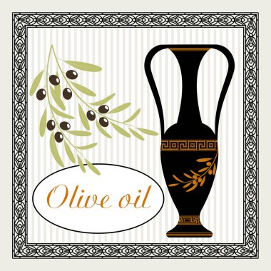 Zeytin yağı bir etiket Yunan antik tarzda bir vektör çizim. 