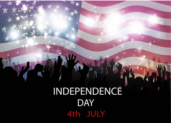 Oslava dne nezávislosti Usa ohňostroje na pozadí státní vlajka. — Stockový vektor