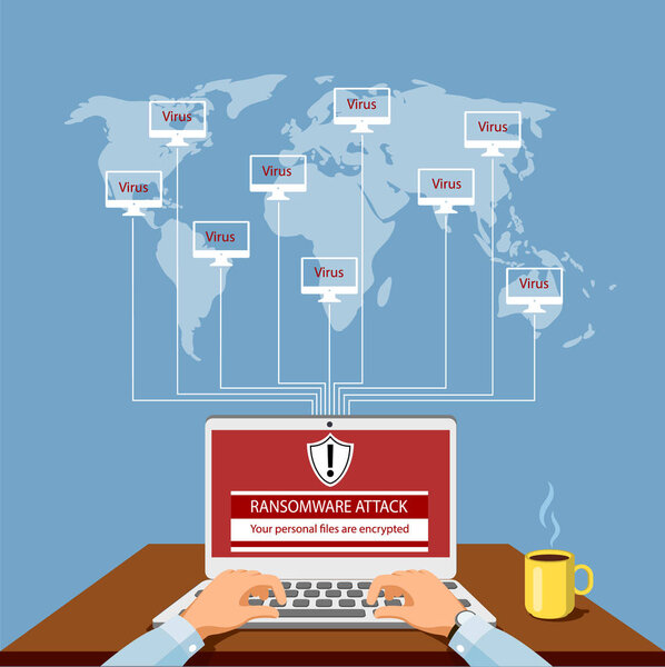 Векторная иллюстрация атаки вируса. 