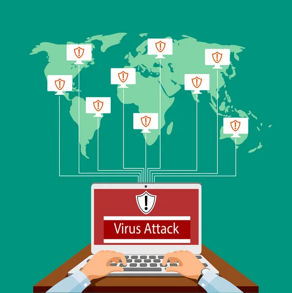 Illustration av vektor för virusangrepp. — Stock vektor