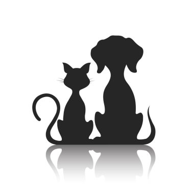 Evcil hayvan kedi ve köpek, vektör çizim.