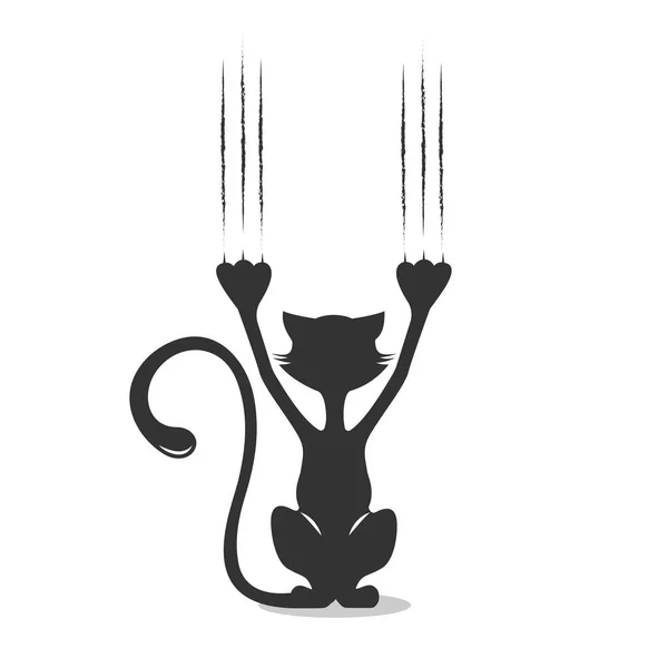 猫スクラッチの背景ベクトル図のコミカルなシルエット. — ストックベクタ