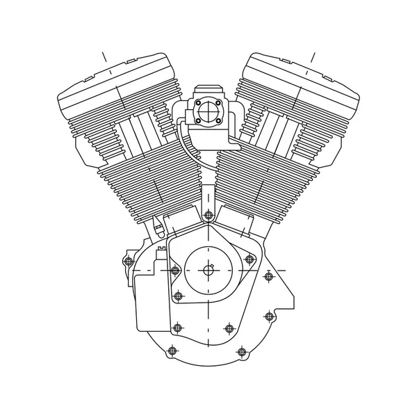 Desenho técnico do motor do motociclo . —  Vetores de Stock