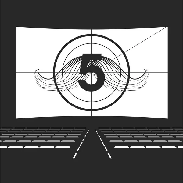 Auditorio de cine con pantalla y asientos, ilustración . — Archivo Imágenes Vectoriales