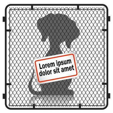 Bir köpek bir kafeste silüeti.
