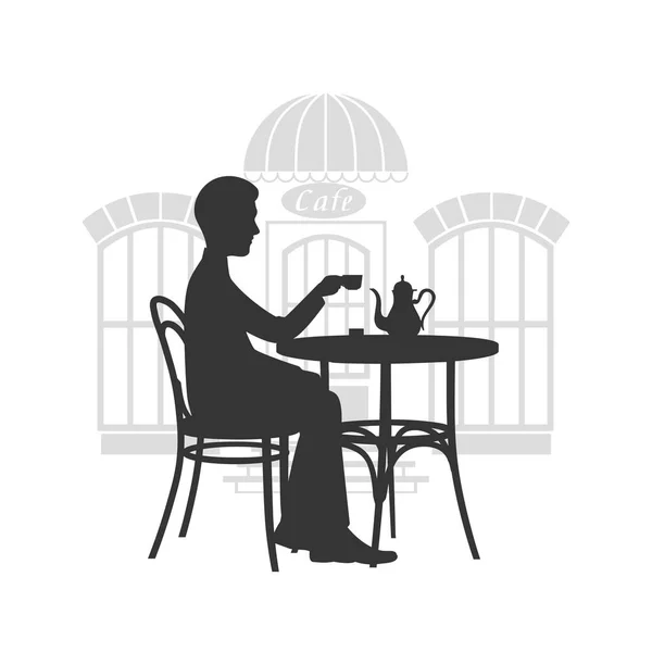 Мужчины за столиком в кафе пьют кофе векторная иллюстрация . — стоковый вектор
