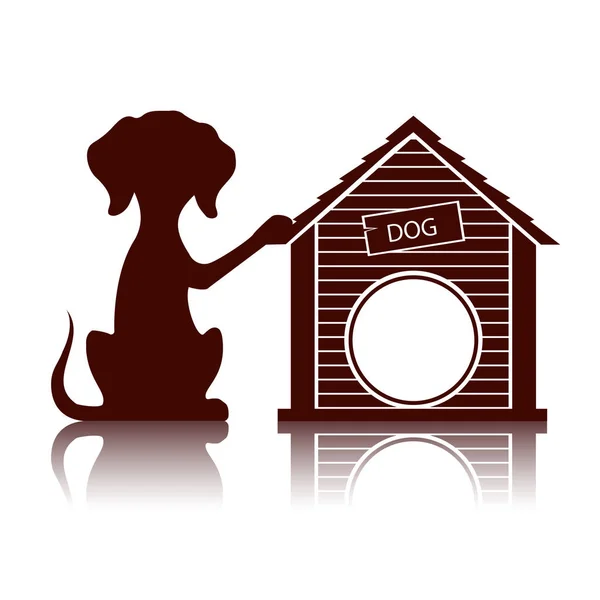 Silhouette d'un chien près de la niche illustration vectorielle . — Image vectorielle