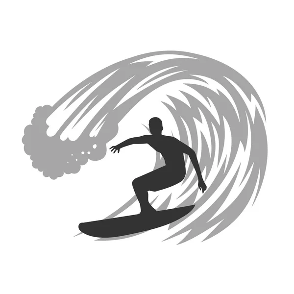 Surfer on wave vector illustration. — Stock Vector