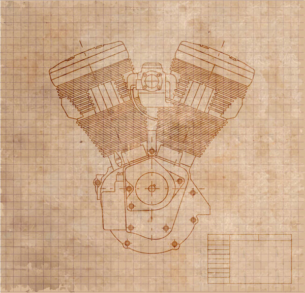 Engine the drawing on an old leaf.