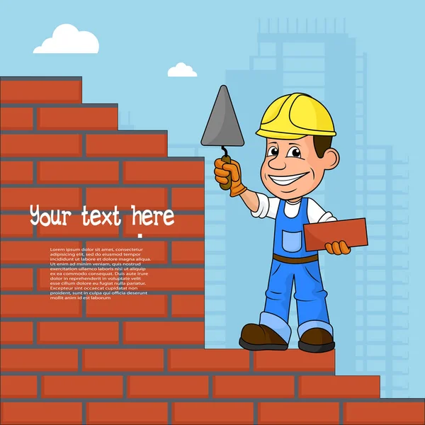 Cheerful builder vector illustration. — Stock Vector