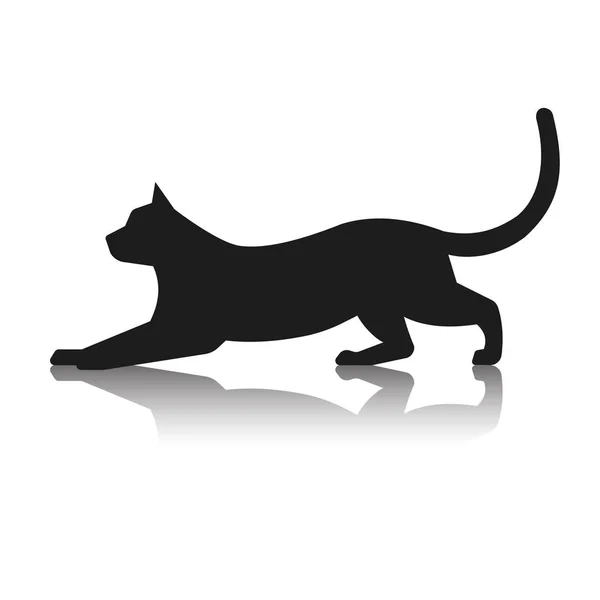 Silhouette di un gatto che gioca . — Vettoriale Stock