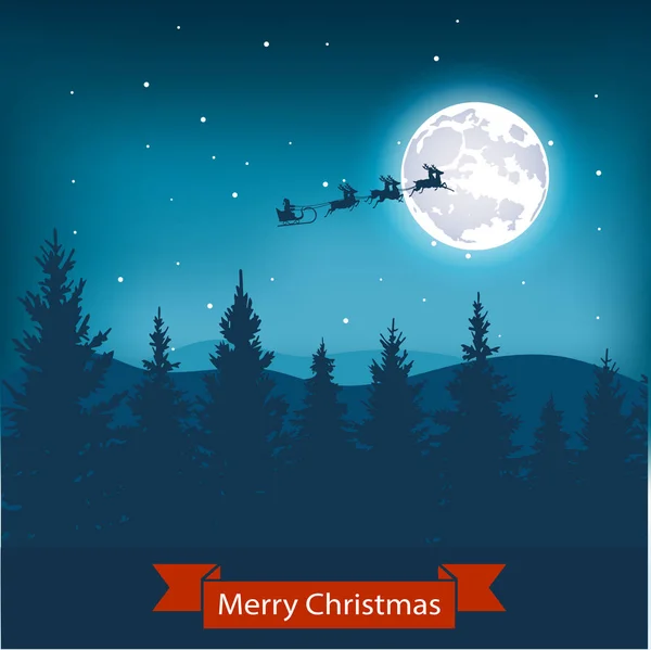 Christmas nightly landscape . — Stock Vector