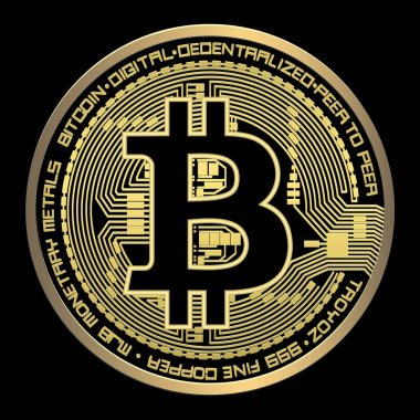 Kripto Döviz Alım bitcoin vektör çizim siyah bir zemin üzerine. 