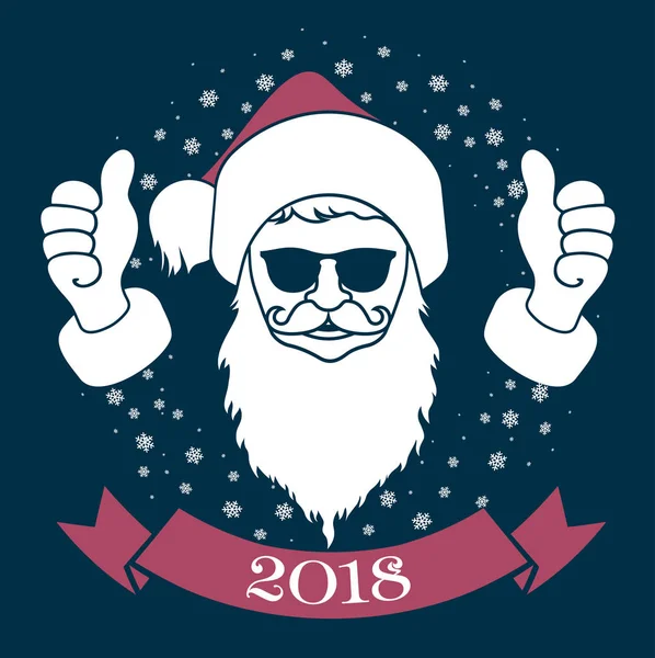 Christmas icon cheerful santa in glasses. — Stock Vector