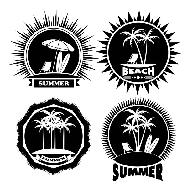 Icono de vacaciones de verano en la costa tropical . — Vector de stock