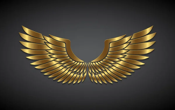 Φτερά από χρυσό σε ένα γκρίζο φόντο. — Διανυσματικό Αρχείο