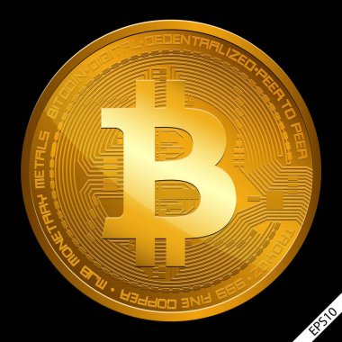 Resmin üzerine Kripto Döviz Alım bitcoin vektör çizim siyah bir arka plan sundu.. 