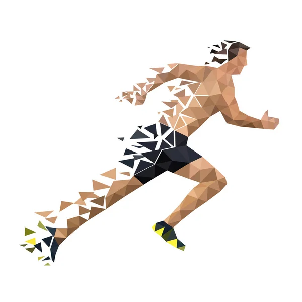 Running man from decaying polygons. — Stock Vector