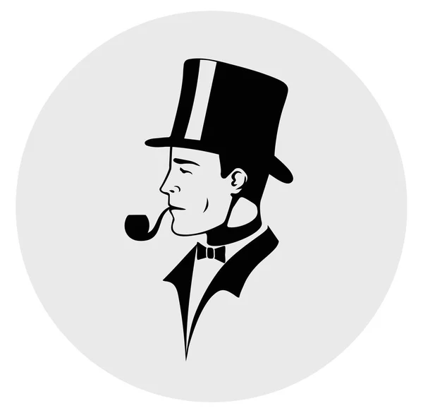 Pictogram van een gentleman met een pijp. — Stockvector