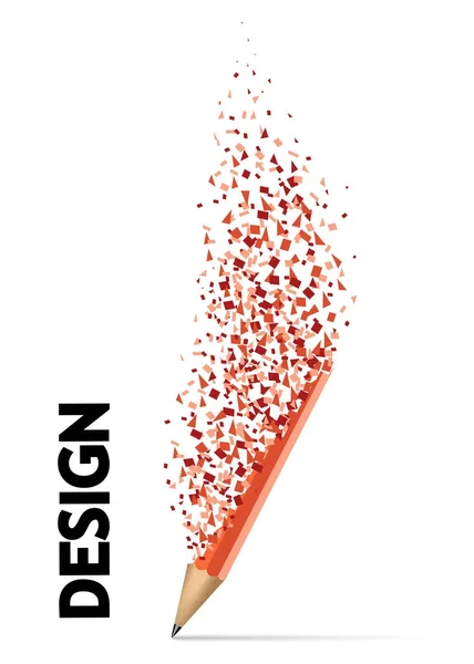 Destroyed pencil, presents the concept of art design. — Stock Vector