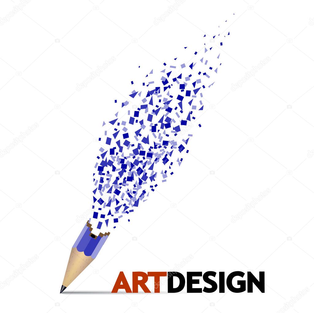 Destroyed pencil, presents the concept of art design.