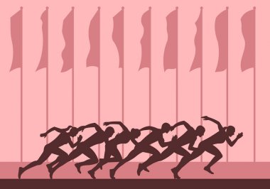 Sprint mesafe çalışan çalışma, insanlar üzerinde spor yarışmaları.