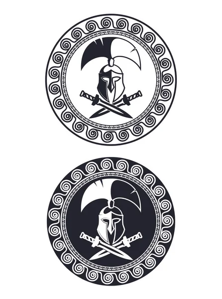 Символ спартанський шолом, Орнамент у грецькому стилі. — стоковий вектор