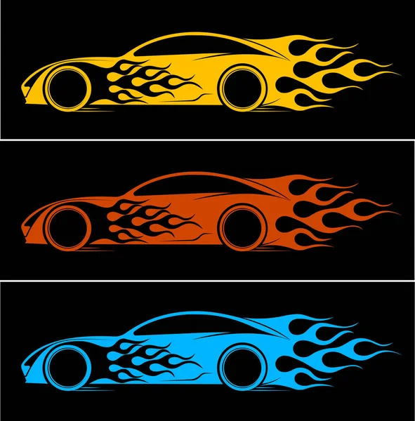 Dynamische silhouet van de auto, logo automotive onderwerpen. — Stockvector